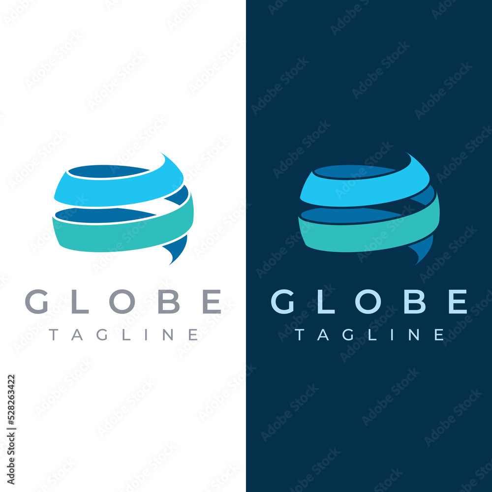 Wall mural modern globe or globe or global logo template vector design.world logo with abstract shapes, lines a