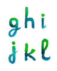 Green Blue Coloful Watercolor Alfabet © Юлия Деревянко