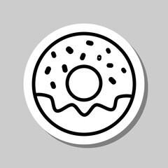 Donut simple icon vector. Flat design. Sticker with shadow on gray background.ai