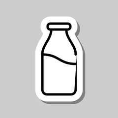 Milk bottle simple icon vector. Flat design. Sticker with shadow on gray background