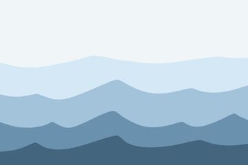 Illustration deep pale blue mist wave faded sea empty sky design in navy hue © TheColorDana