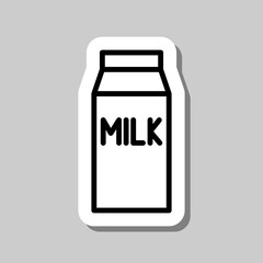 Milk package simple icon vector. Flat design. Sticker with shadow on gray background.ai