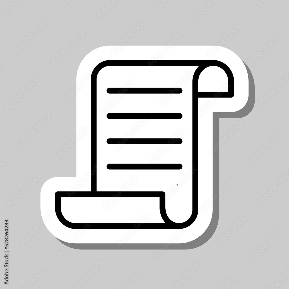 Poster paper script with text simple icon vector. flat design. sticker with shadow on gray background.ai