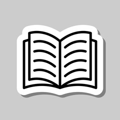 Open book simple icon vector. Flat design. Sticker with shadow on gray background.ai