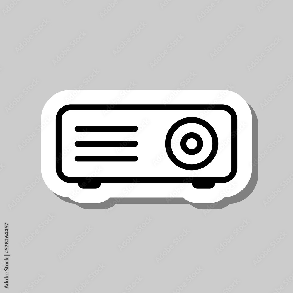 Aufkleber projector simple icon vector. flat design. sticker with shadow on gray background.ai