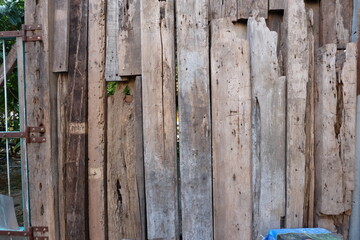 Wooden planks used to make old fences in vintage style.