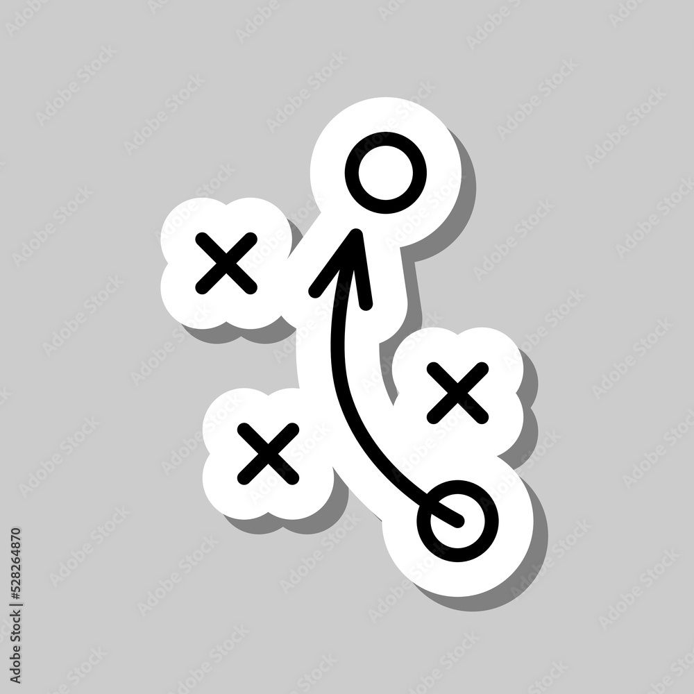 Poster tactic and strategy simple icon vector. flat design. sticker with shadow on gray background.ai