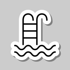 Swimming pool simple icon vector. Flat design. Sticker with shadow on gray background