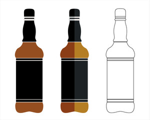 set of beer bottles isolated