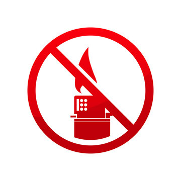 No Lighter Icon Isolated Illustration.