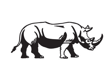 Vector illustration of rhino isolated on white background, graphics