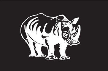 Vector illustration of rhino isolated on black background,african animal