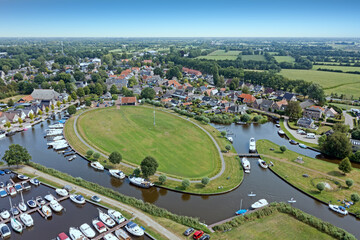 Fototapeta na wymiar Aerial from the traditional town Eastermar in Friesland the Netherlands