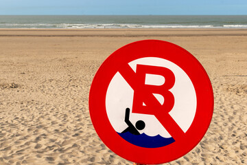 Fototapeta warning sing.no swimming. no swimming sing,belgium.verboden te baden obraz
