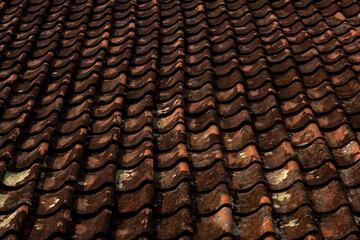 Close up photo of roof tiles for background. Tile texture.