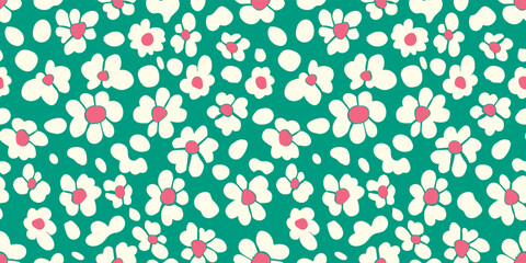 Fototapeta na wymiar Floral illustration background. Seamless pattern.Vector. 花のイラストパターン
