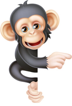 Cartoon Chimp Monkey Pointing