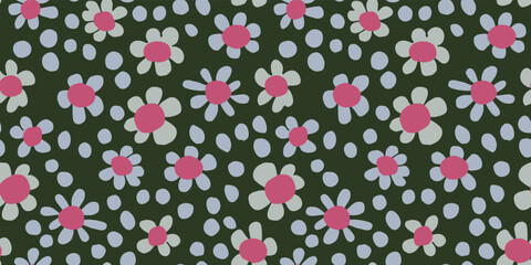 Floral illustration background. Seamless pattern.Vector. 花のイラストパターン