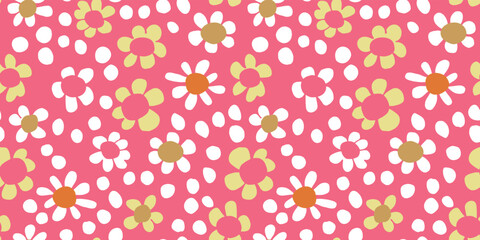 Floral illustration background. Seamless pattern.Vector. 花のイラストパターン