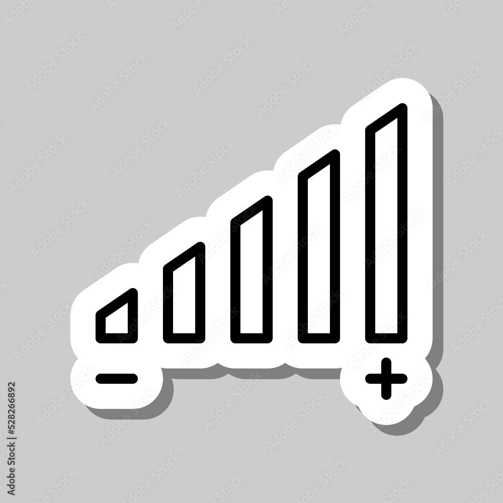 Poster audio volume simple icon vector. flat design. sticker with shadow on gray background.ai