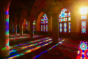 Nasir Ol Molk Mosque known also as Pink Mosque, in Shiraz, Iran