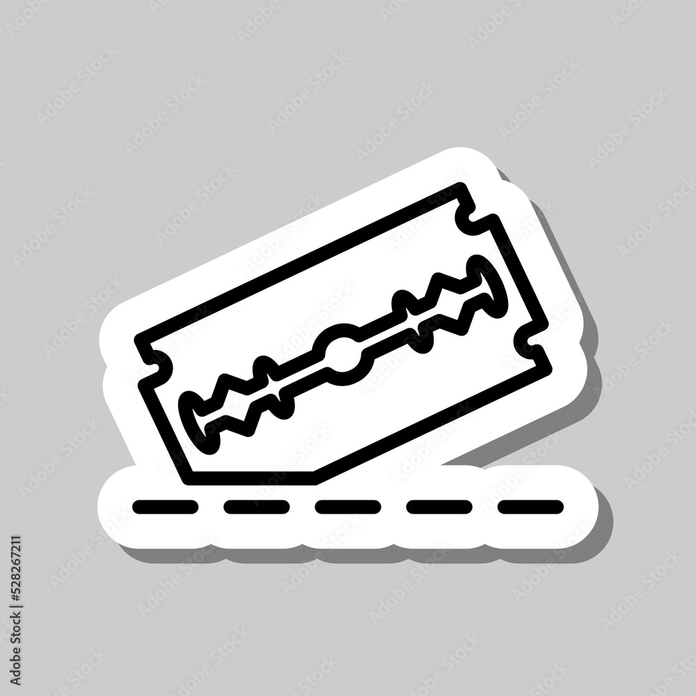 Aufkleber blade razor with cutting line simple icon vector. flat design. sticker with shadow on gray backgroun