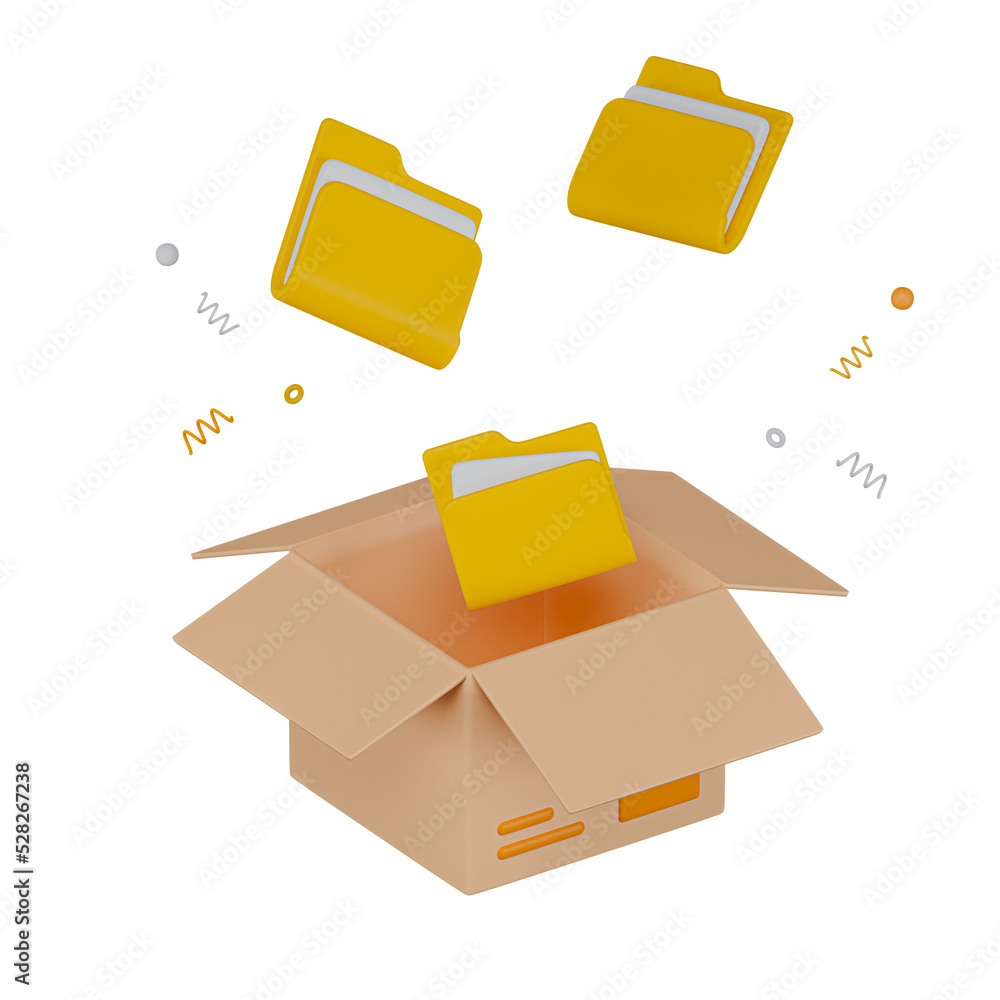 Poster 3d file folder document paper technology icon. 3d rendering with clipping path