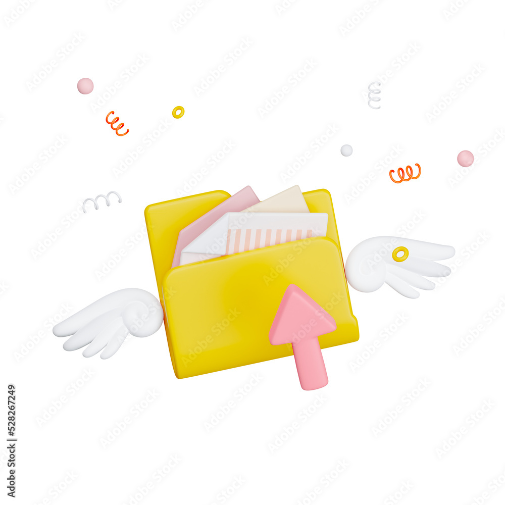 Poster 3d file folder document paper technology icon. 3d rendering with clipping path