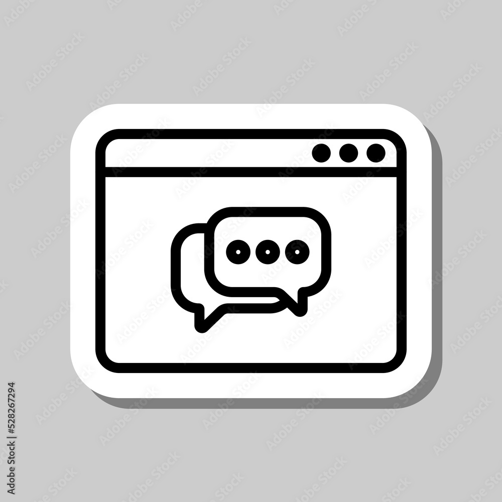 Poster browser, chat simple icon vector. flat design. sticker with shadow on gray background.ai