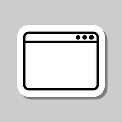 Browser simple icon vector. Flat design. Sticker with shadow on gray background.ai