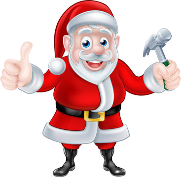 recommend clip art: Cartoon Santa Giving Thumbs Up and Holding Hammer