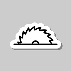 Circular saw blade logo simple icon vector. Flat design. Sticker with shadow on gray background
