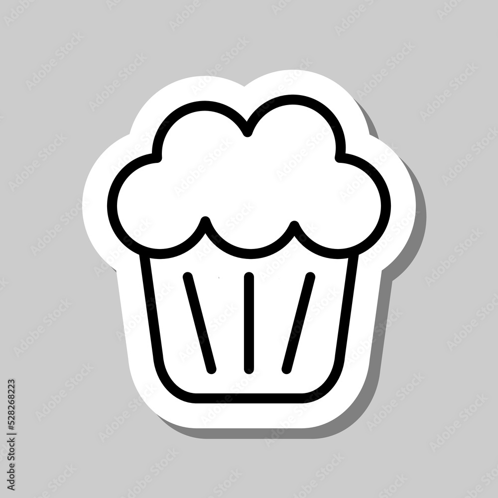 Poster cupcake simple icon vector. flat design. sticker with shadow on gray background.ai