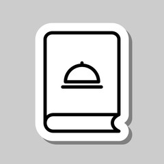Cookbook simple icon vector. Flat design. Sticker with shadow on gray background