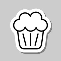 Cupcake simple icon vector. Flat design. Sticker with shadow on gray background.ai