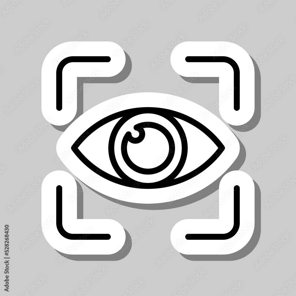 Poster eye scan simple icon vector. flat design. sticker with shadow on gray background.ai