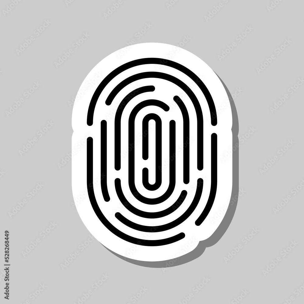Poster fingerprint simple icon vector. flat design. sticker with shadow on gray background.ai