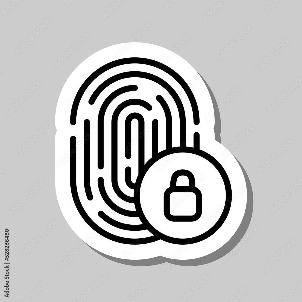 Aufkleber fingerprint with lock simple icon vector. flat design. sticker with shadow on gray background.ai