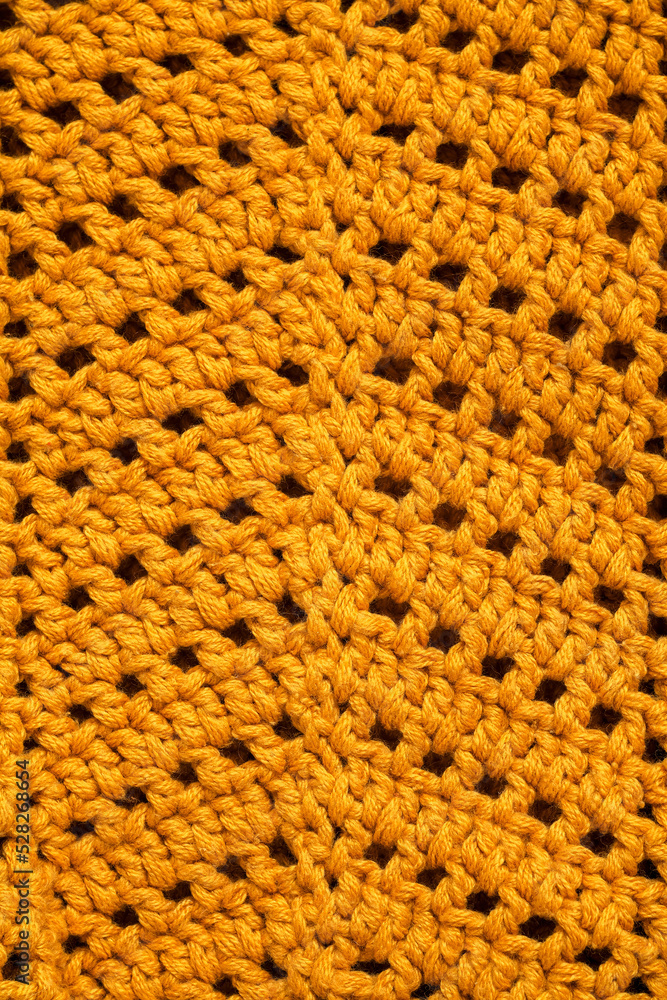 Wall mural Yellow crochet texture with zigzag pattern.