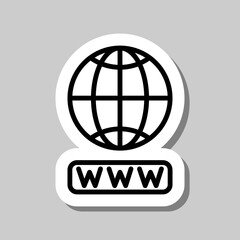 Internet, globe, www simple icon vector. Flat design. Sticker with shadow on gray background.ai