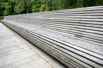 endless bench from wooden slats
