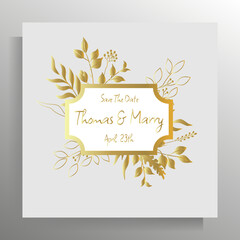 Vintage wedding invitation design. Vector template for card, poster.