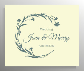 Vintage wedding invitation design. Vector template for card, poster.