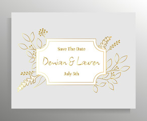 Vintage wedding invitation design. Vector template for card, poster.