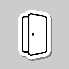 Open door simple icon vector. Flat design. Sticker with shadow on gray background.ai