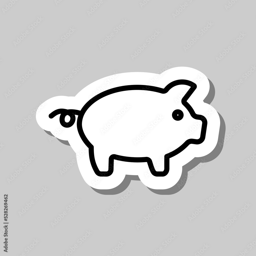 Poster piggy simple icon vector. flat design. sticker with shadow on gray background.ai