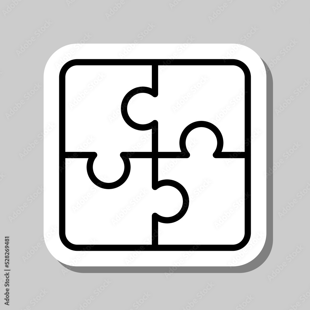 Poster puzzle simple icon vector. flat design. sticker with shadow on gray background