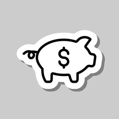 Piggy bank simple icon vector. Flat design. Sticker with shadow on gray background.ai