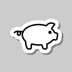 Piggy simple icon vector. Flat design. Sticker with shadow on gray background.ai