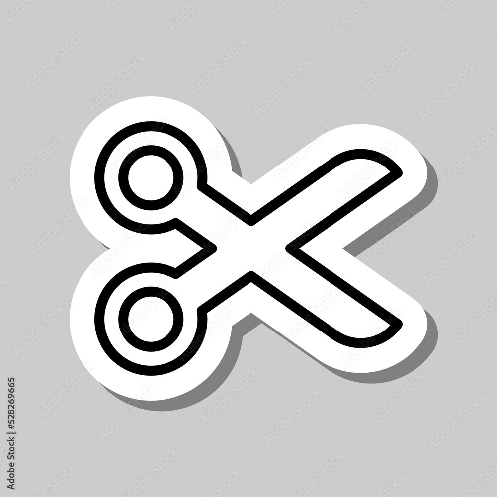 Aufkleber scissors simple icon vector. flat design. sticker with shadow on gray background.ai